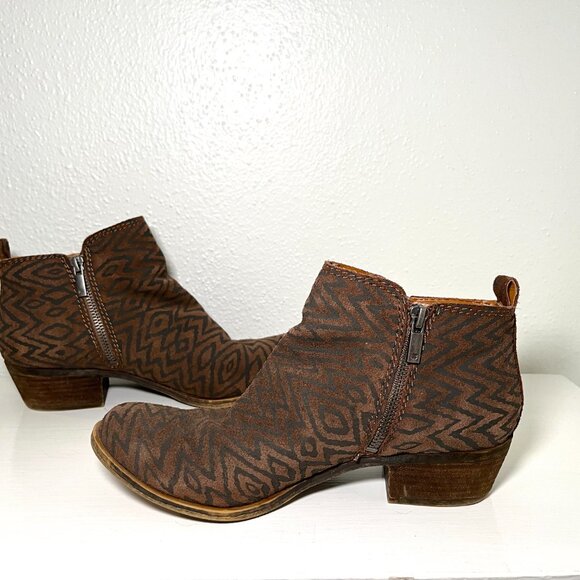 Lucky Brand Basel Booties Womens Size 8.5 Tribal Boho Ankle Boots Leather Suede - Picture 9 of 15